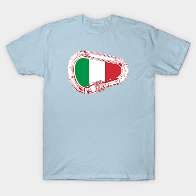 Italy Flag Climbing Carabiner T-Shirt by esskay1000